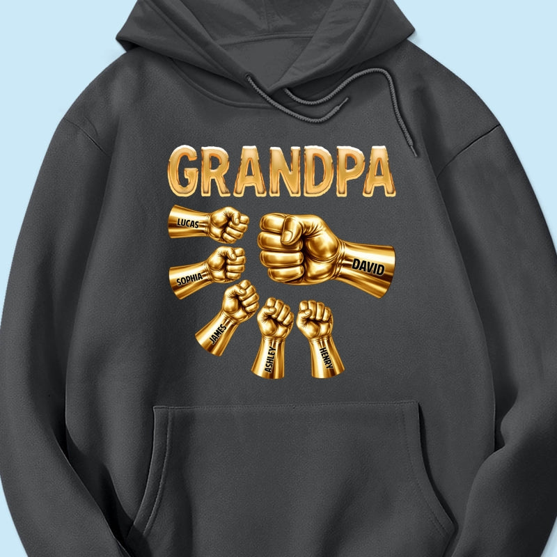 Grandpa Dad Strong Fist Bump - Personalized Shirt - Father's Day Gift For Grandpa