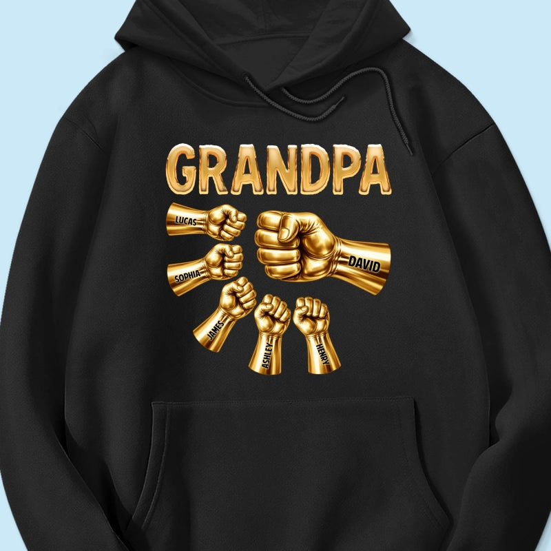 Grandpa Dad Strong Fist Bump - Personalized Shirt - Father's Day Gift For Grandpa