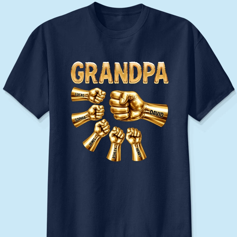 Grandpa Dad Strong Fist Bump - Personalized Shirt - Father's Day Gift For Grandpa