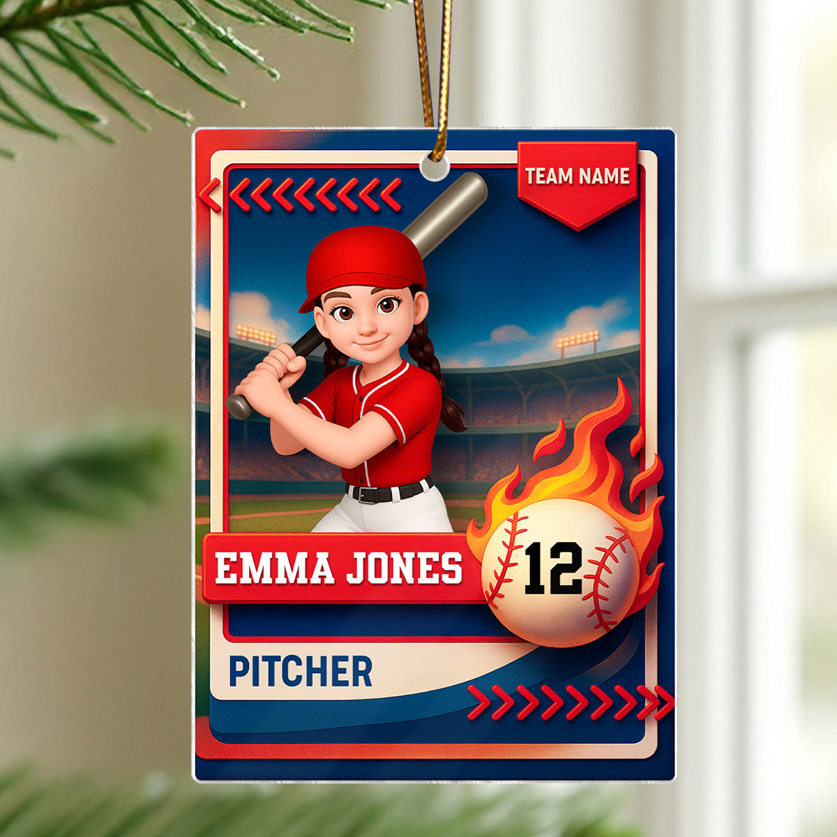 Baseball Trading Card - Personalized Acrylic Ornament - Christmas Gift for Son, Daughter, Grandkid