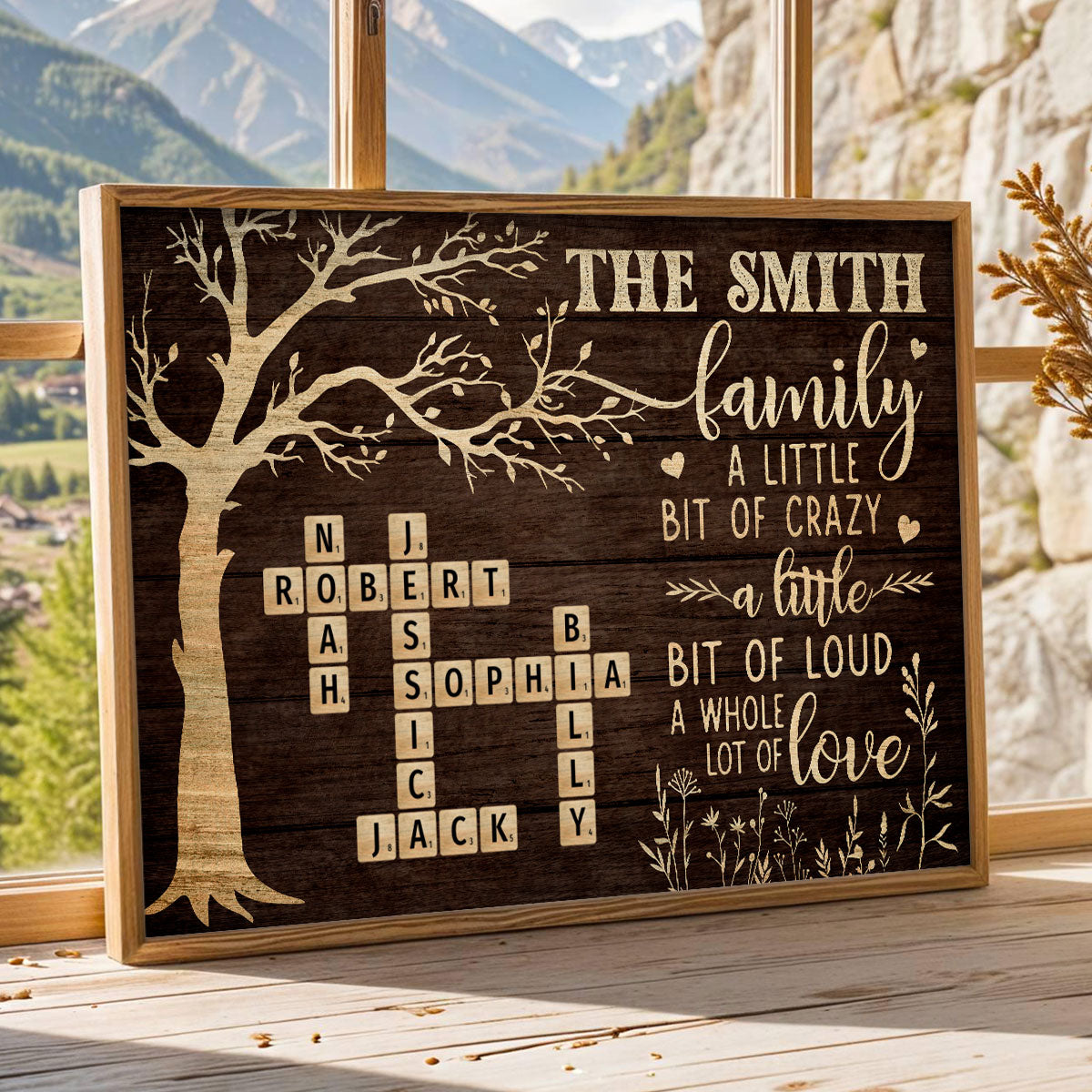 Rustic Vintage Family Lot Of Love Crossword Puzzle Art - Personalized Poster - Heartfelt Father's Day Gift For Dad, Husband
