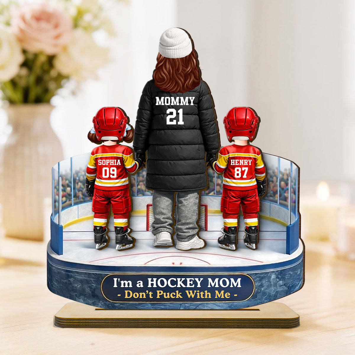 I'm A Hockey Mom Don't Puck With Me - Personalized 2-Layered Wooden Plaque - Gift For Hockey Mom