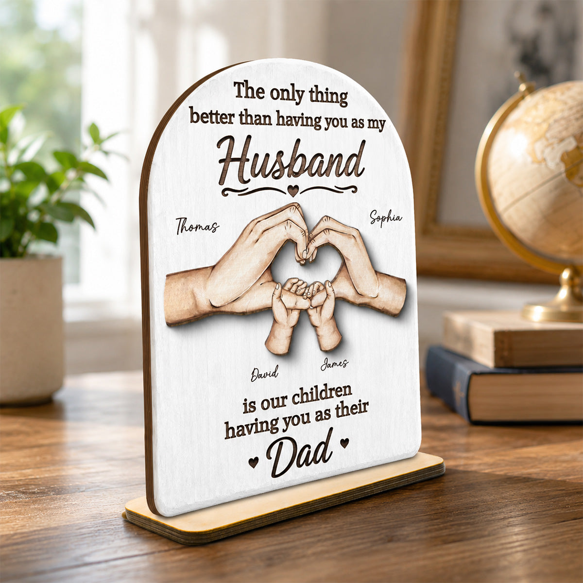 The Only Thing Having You As My Husband Family Hands - Personalized 2-Layered Wooden Plaque -  Gift For Husband