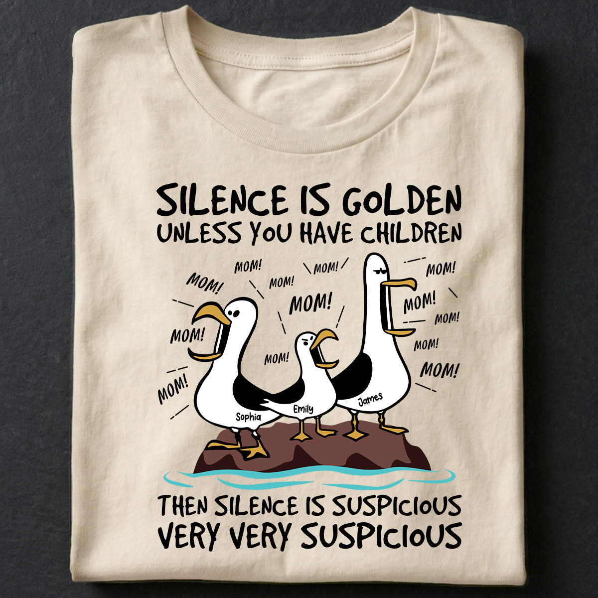 Silence Is Golden Unless You Have Kids Seagull Mom Mom Mom - Personalized Shirt - Funny Mother's Day Gift For Mom