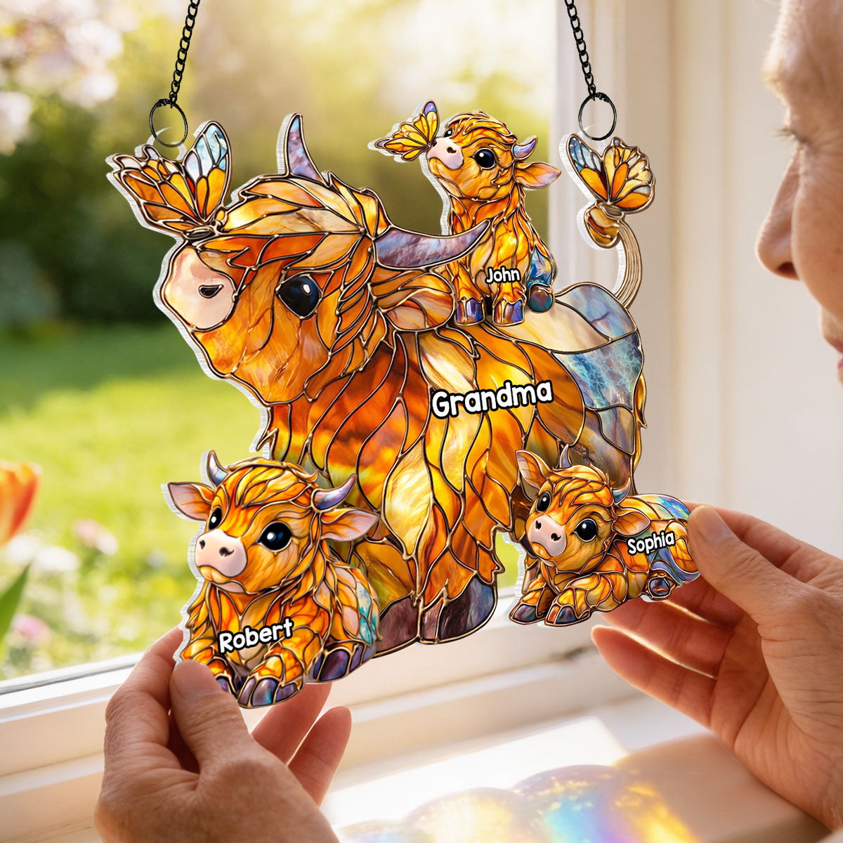 Mom Grandma's Herd - Personalized Suncatcher - Mother's Day Gift for Mom, Grandma, Wife