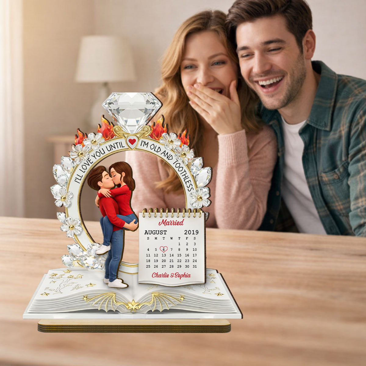 I'll Love You Until I'm Old And Toothless - Personalized 2-Layered Wooden Plaque - Anniversary, Valentine's Day Gift, Gift For Him, Gift For Her