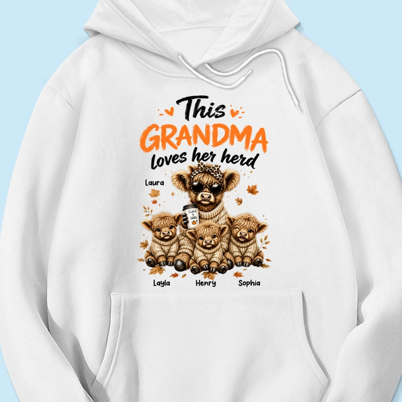 This Grandma Loves Her Herd Fall Season - Personalized Light Color Shirt - Cozy Autumn Tee for Grandma