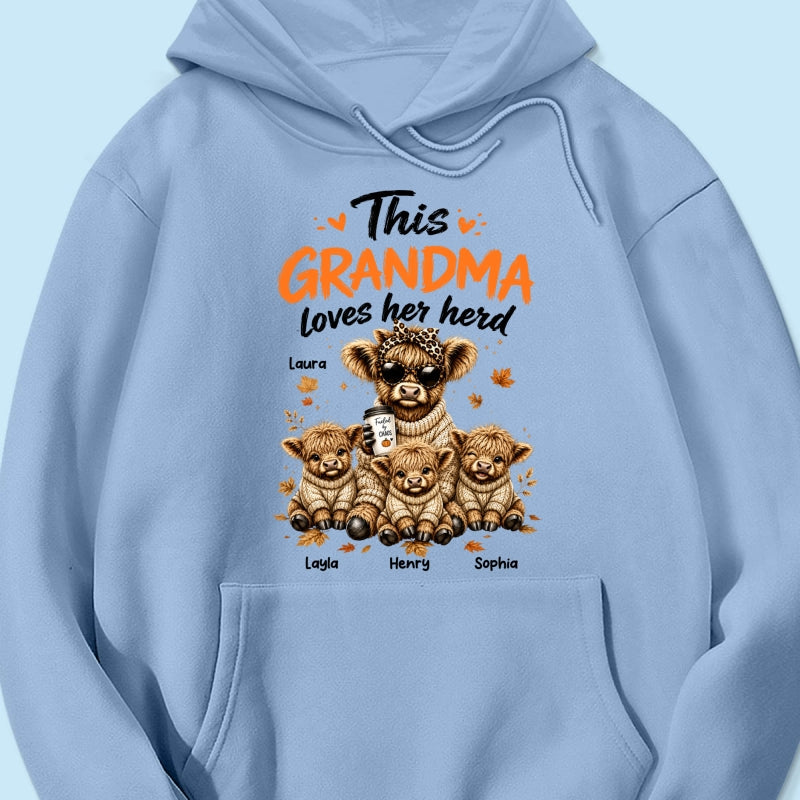 This Grandma Loves Her Herd Fall Season - Personalized Light Color Shirt - Cozy Autumn Tee for Grandma