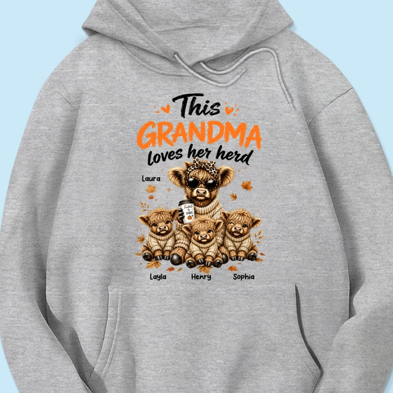 This Grandma Loves Her Herd Fall Season - Personalized Light Color Shirt - Cozy Autumn Tee for Grandma