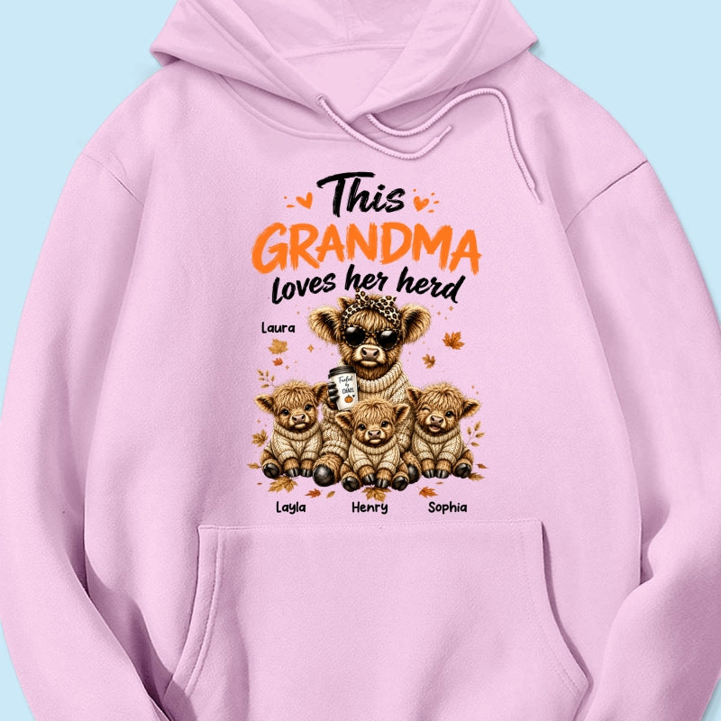 This Grandma Loves Her Herd Fall Season - Personalized Light Color Shirt - Cozy Autumn Tee for Grandma