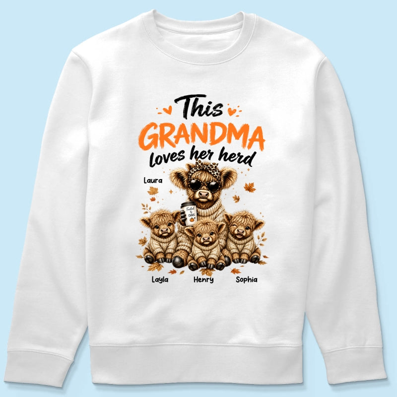 This Grandma Loves Her Herd Fall Season - Personalized Light Color Shirt - Cozy Autumn Tee for Grandma