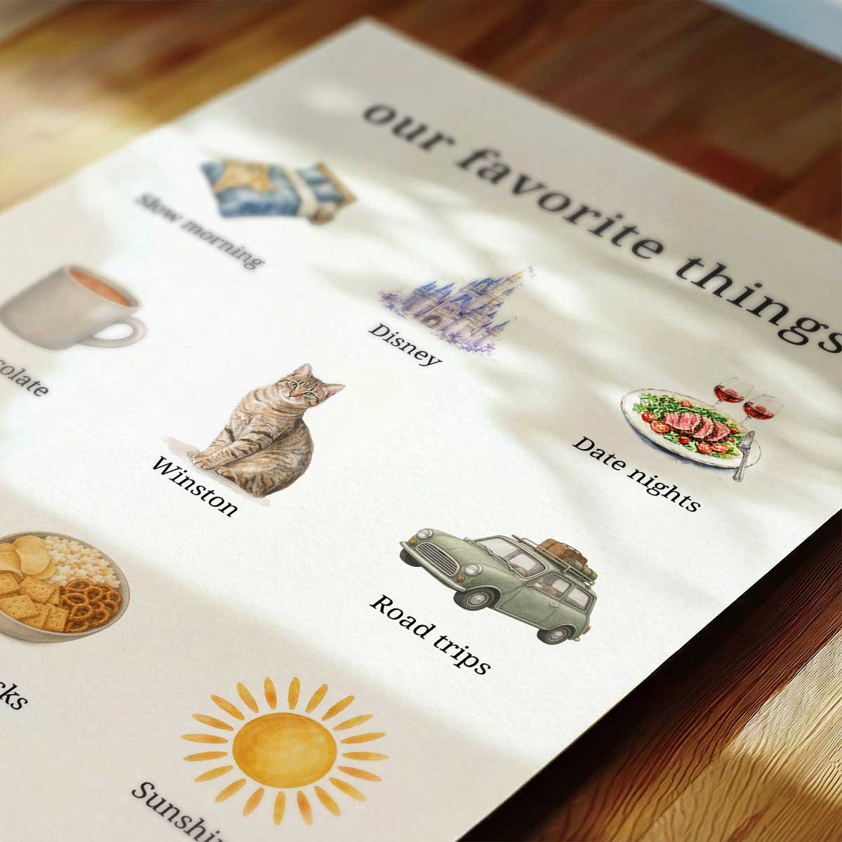 Our Favorite Things Couple & Dogs - Personalized Poster