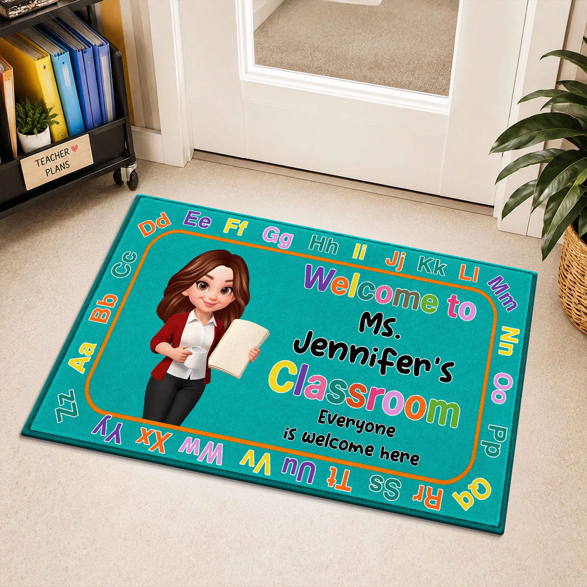 Everyone Is Welcome Here Back To School - Personalized Doormat - Back To School Gift For Teacher, Classroom Decor