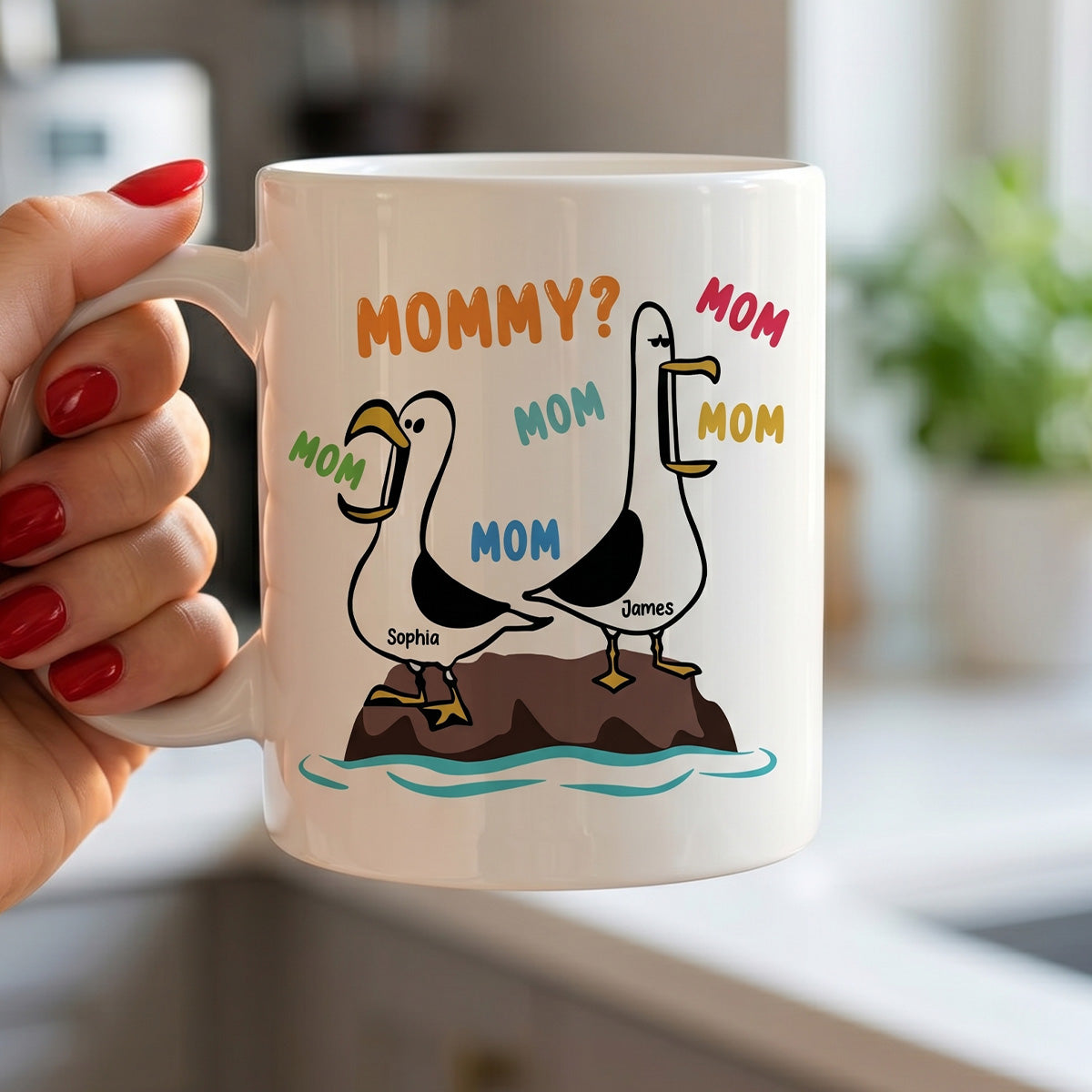Seagull Mom Mom Mom Colorful - Personalized Mug - Funny Mother's Day Gift For Mom