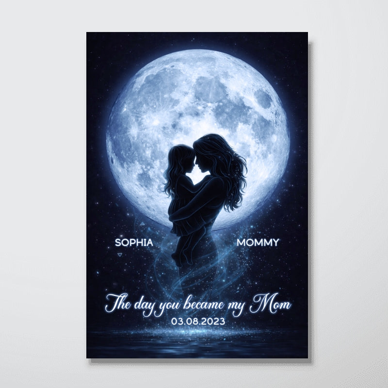 The Day You Became My Mom Moon Phase - Personalized Poster - Heartfelt Gift For Mom