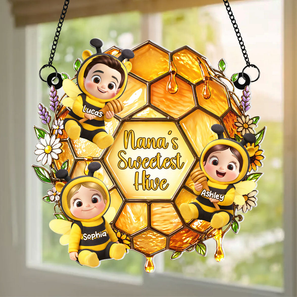 Grandma's Sweetest Hive - Personalized Suncatcher - Mother's Day Gift for Grandma, Mom, Wife