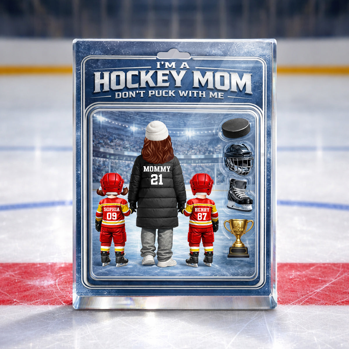 I'm A Hockey Mom Don't Puck With Me Action Figure - Personalized Acrylic Block Plaque - Gift For Hockey Mom