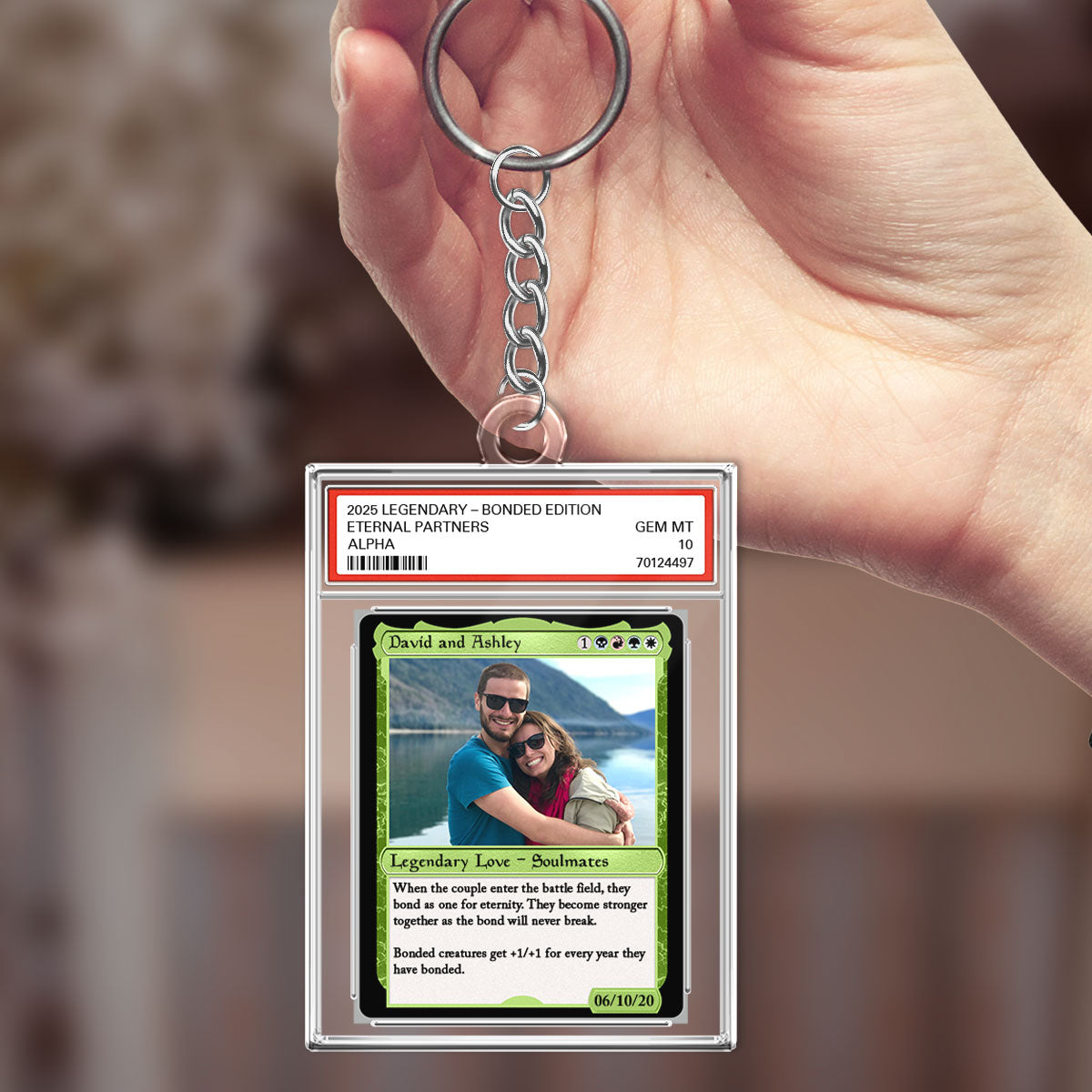 Custom Photo Fantasy Trading Card Style - Personalized Acrylic Keychain - Valentine's Day, Anniversary Gift For Him, For Her