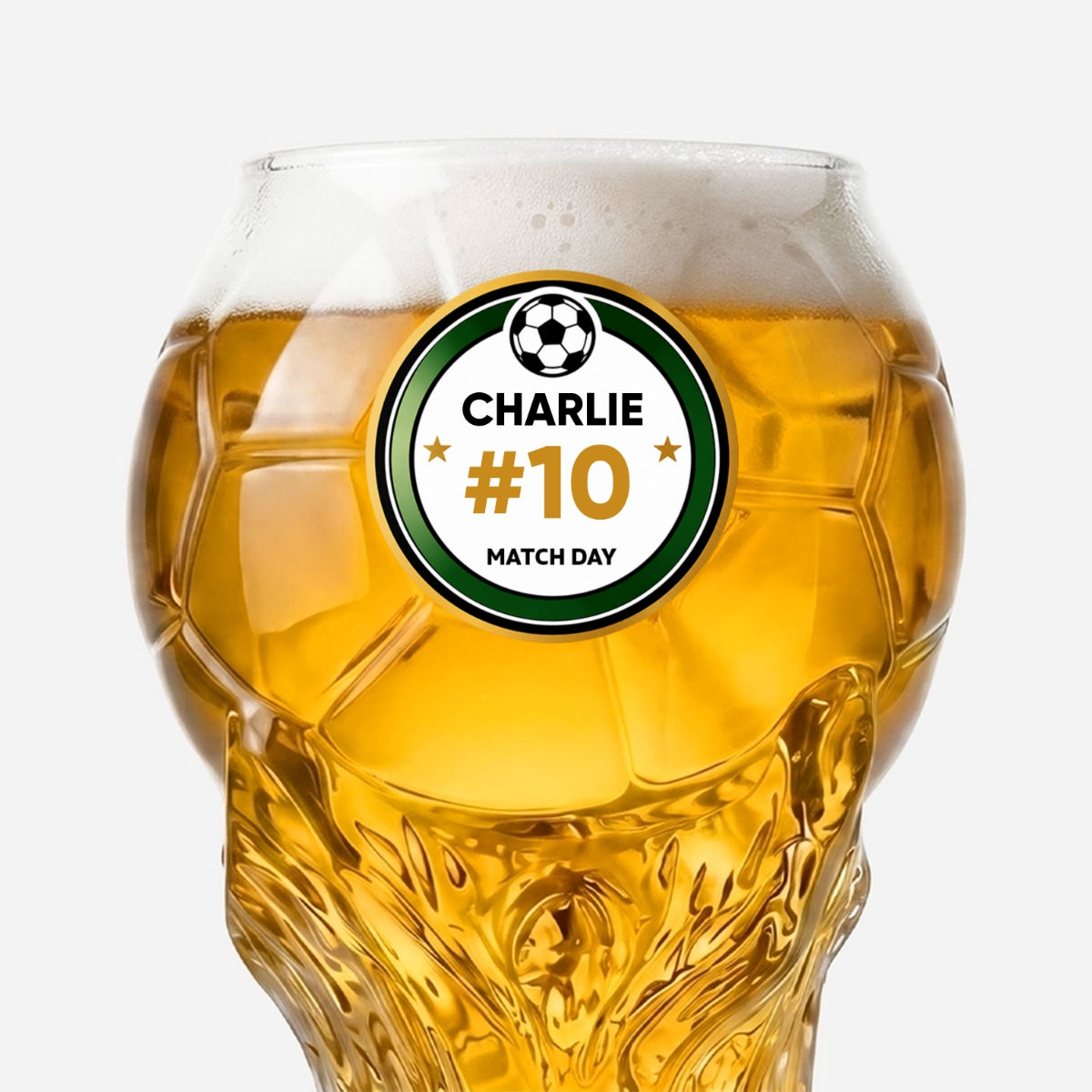 Match Day Football Soccer Game - Personalized Trophy Beer Glass - Birthday Gift for Him, Gift for Dad