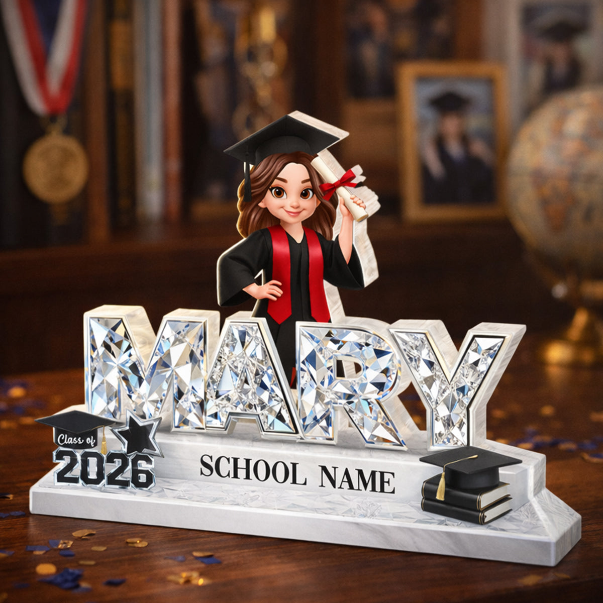 Custom Senior Name Shiny Effect - Personalized Acrylic Block Plaque - 2026 Graduation Gift for Daughter, Son, Grandkids