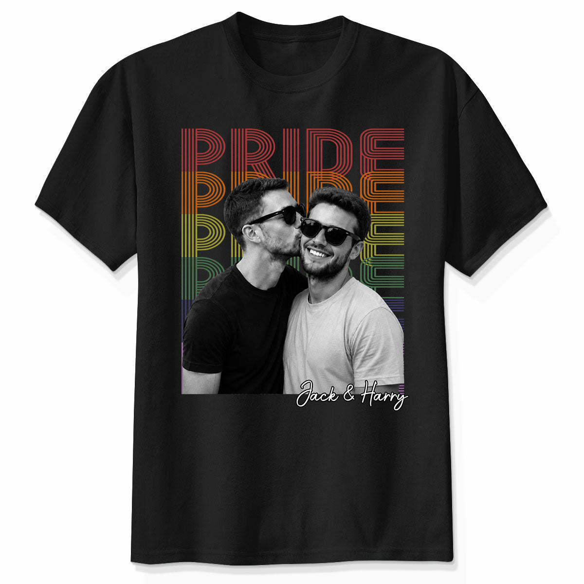 Retro Pride Bootleg Style LGBT+ Couple - Personalized Shirt - Gift For Couple, Happy Pride Month