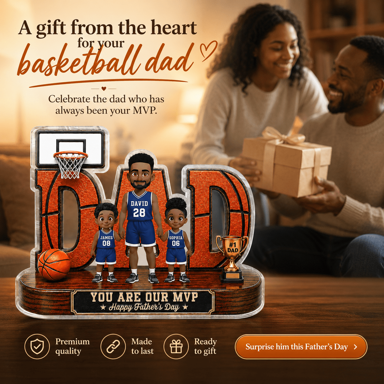 Basketball Dad Legend You Are Our MVP 2D Flat Printed - Personalized Acrylic Block Plaque -  Gift For Dad, Husband, Basketball Fans