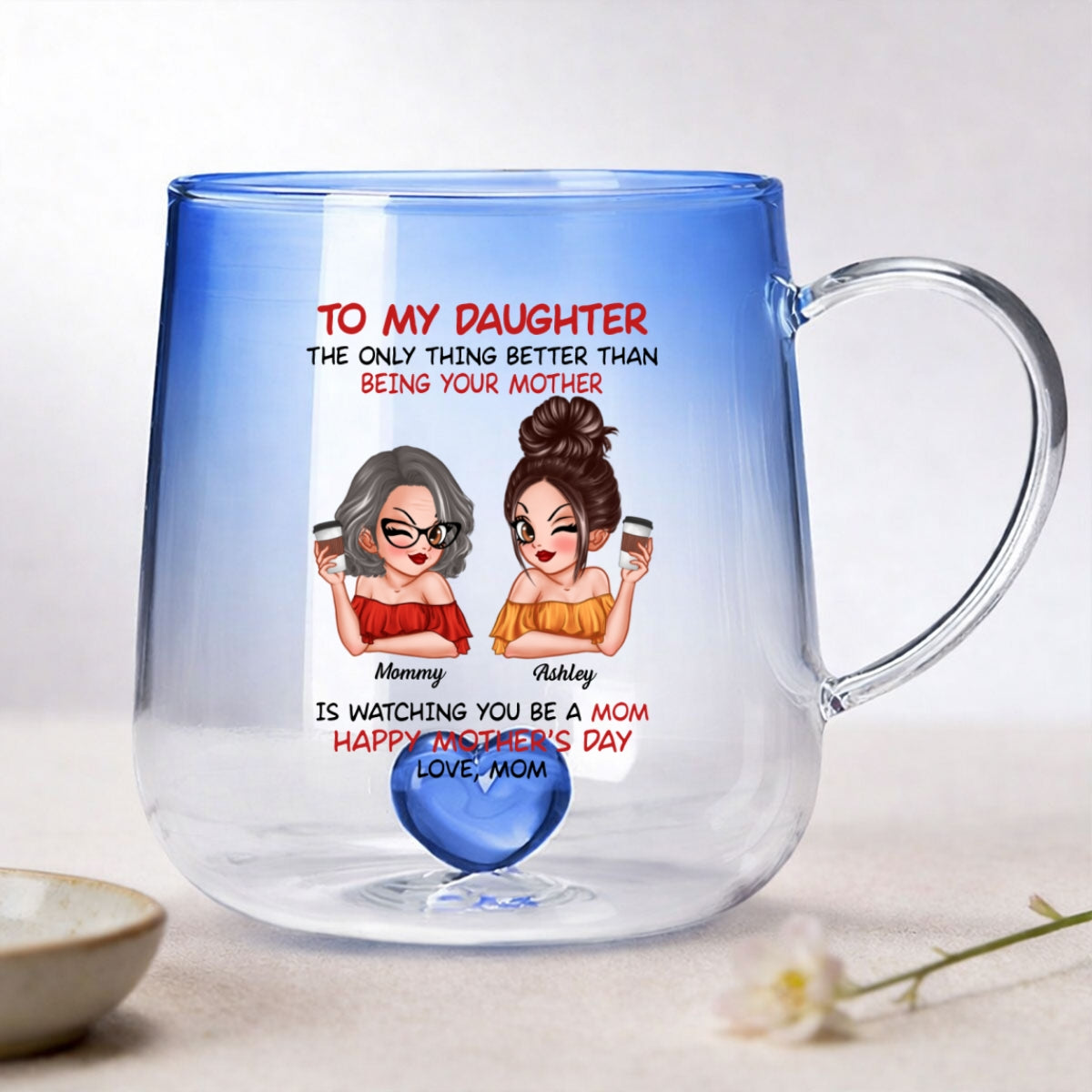 Watching You Be A Mom - Personalized Glass Mug - Heartfelt Mother's Day Gift For Daughter