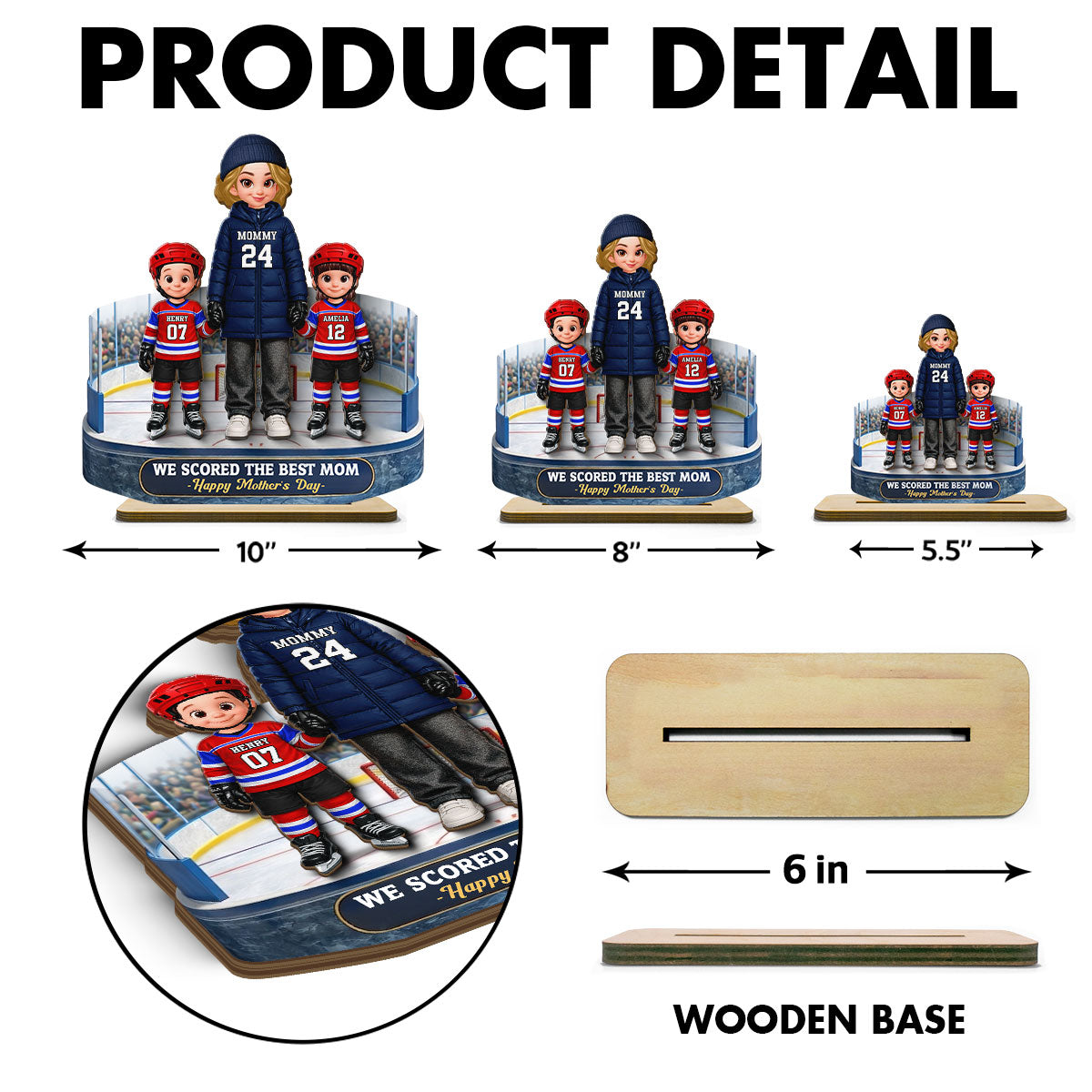 Best Hockey Mom And Kids On The Ice - Personalized 2-Layered Wooden Plaque - Mother's Day Gift For Hockey Mom, Gift For Wife