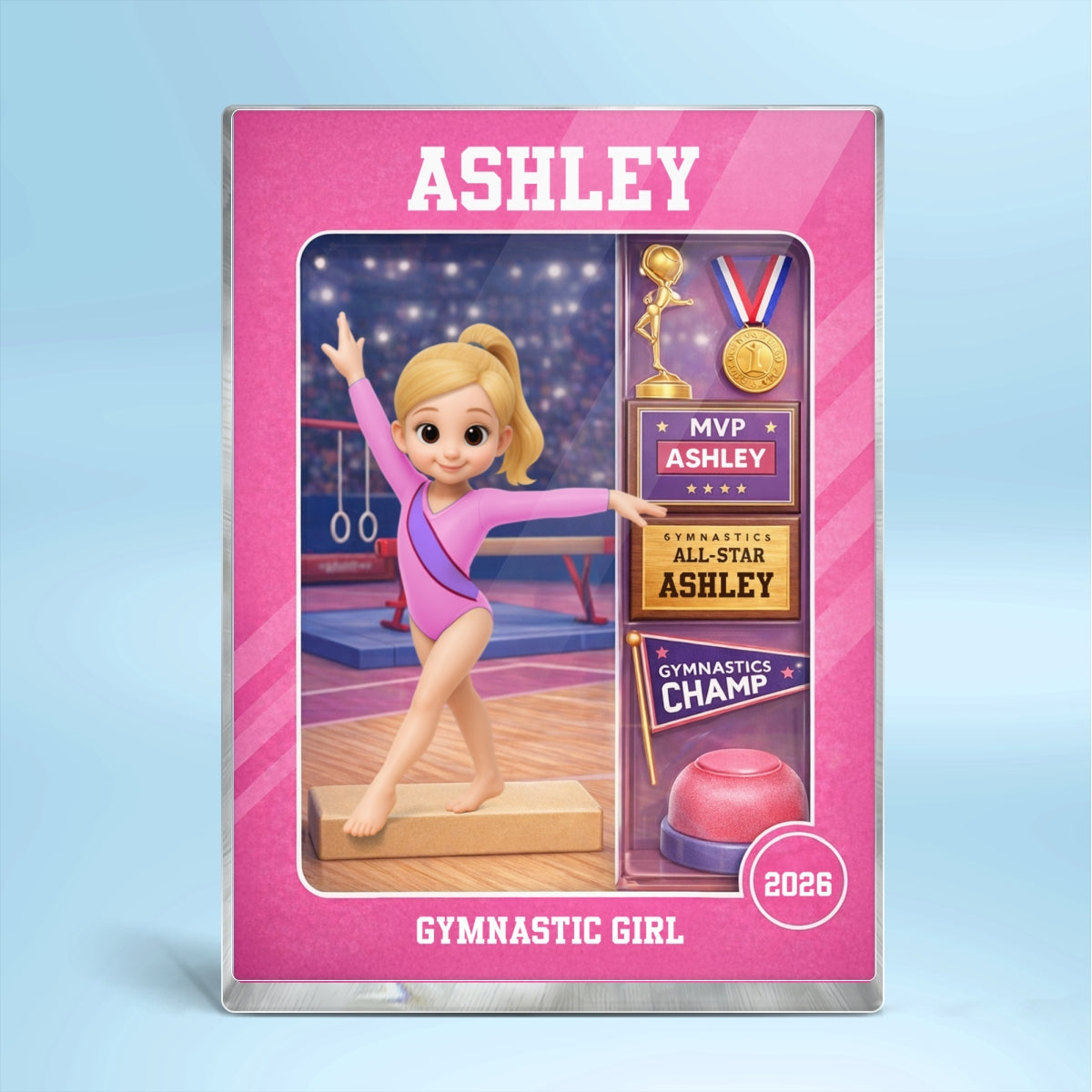 Gymnastic Girl Action Figure - Personalized Acrylic Block Plaque - Gift For Gymnast