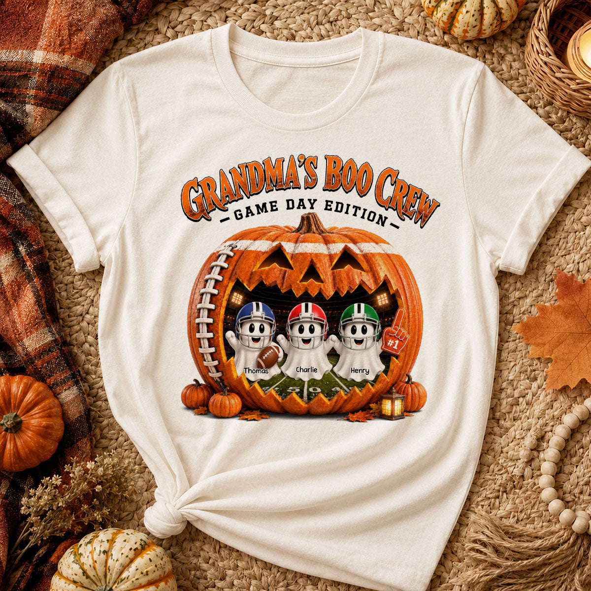 Grandma's Boo Crew Game Day Edition - Personalized Shirt - Halloween Gift, Gift For Grandma