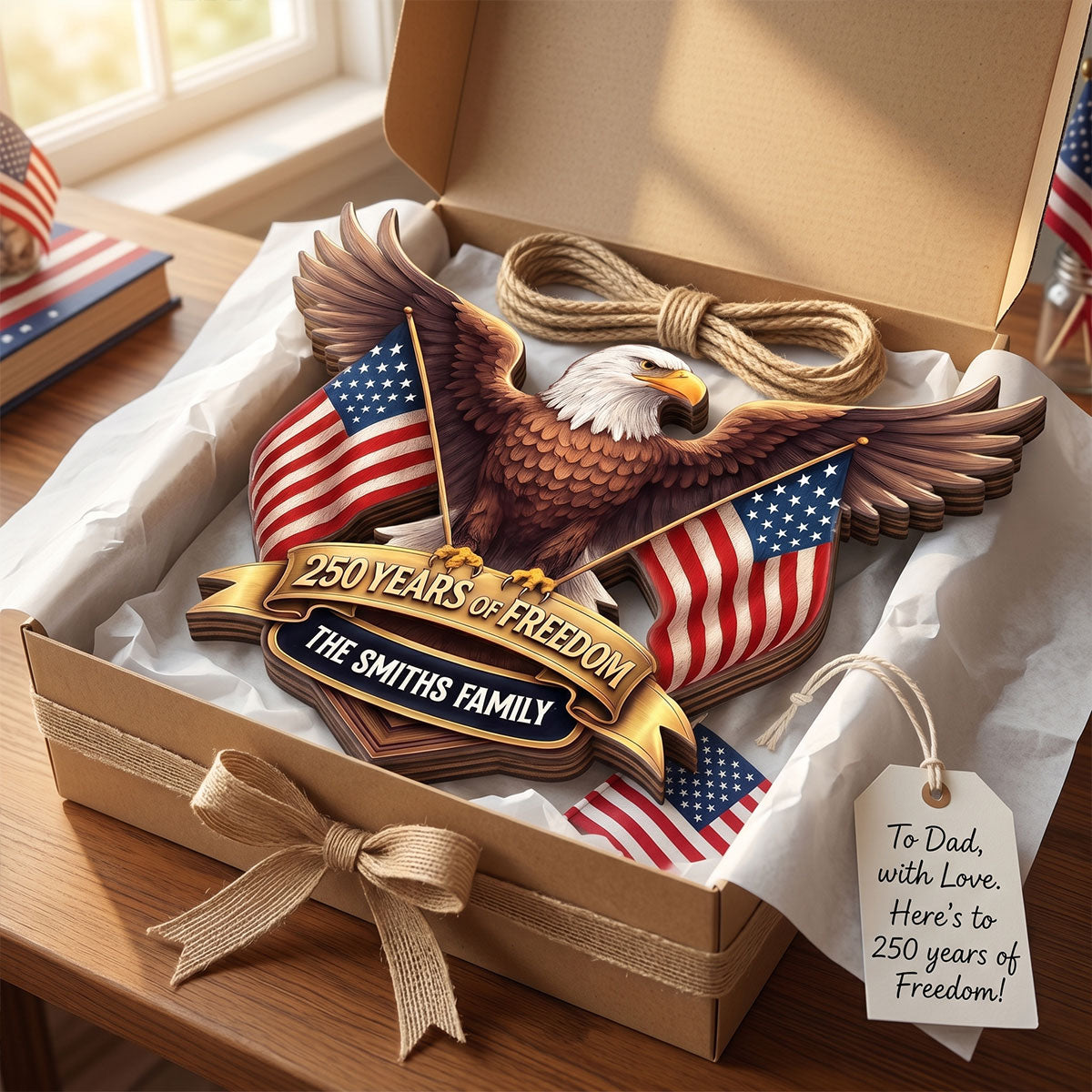 250 Years Of Freedom Bald Eagle Nation Flag 2D Printed - Personalized Door Hanger - United States 250th Anniversary USA Patriotic Home Decor