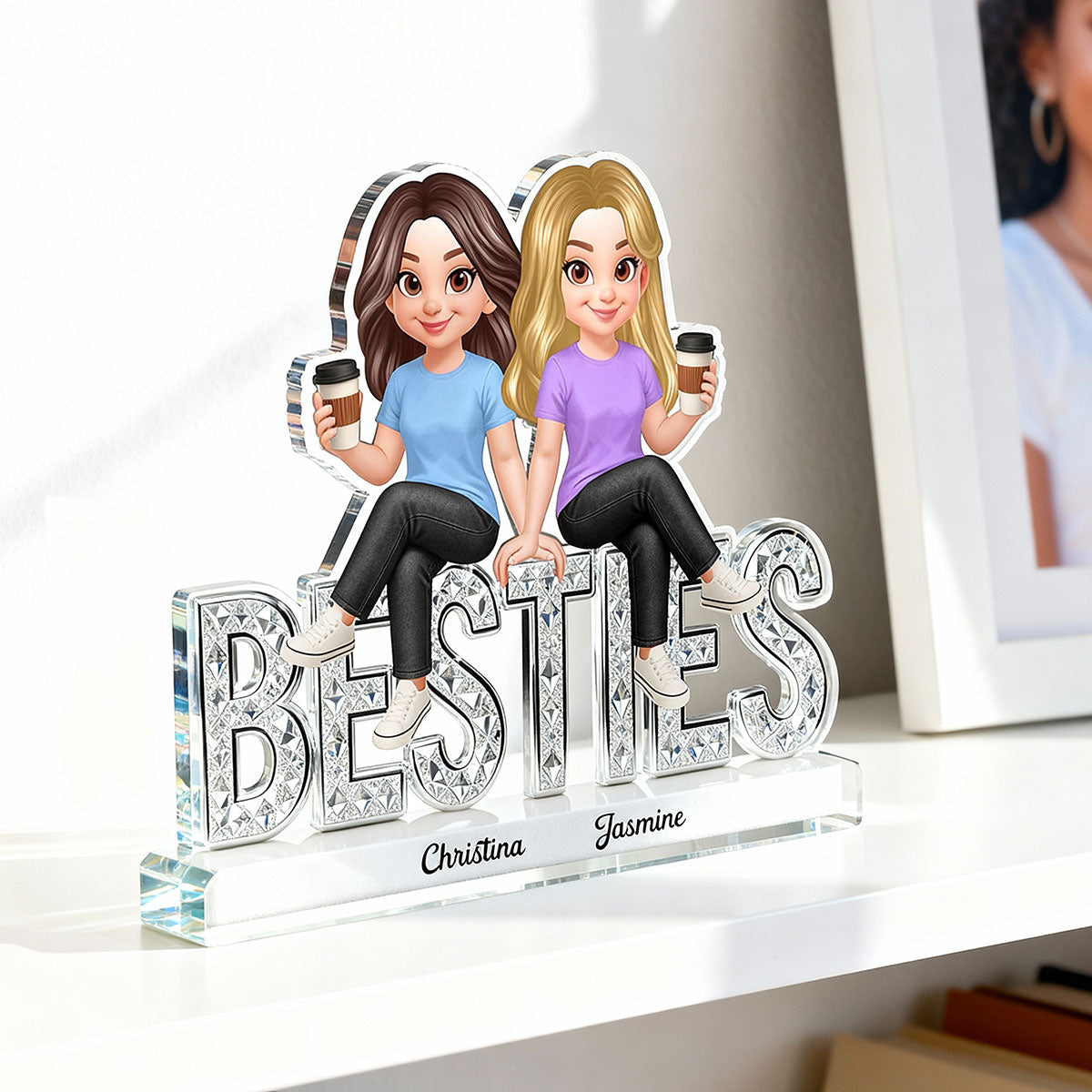 Beautiful Besties Forever - Personalized Acrylic Block Plaque - Gift For Best Friends