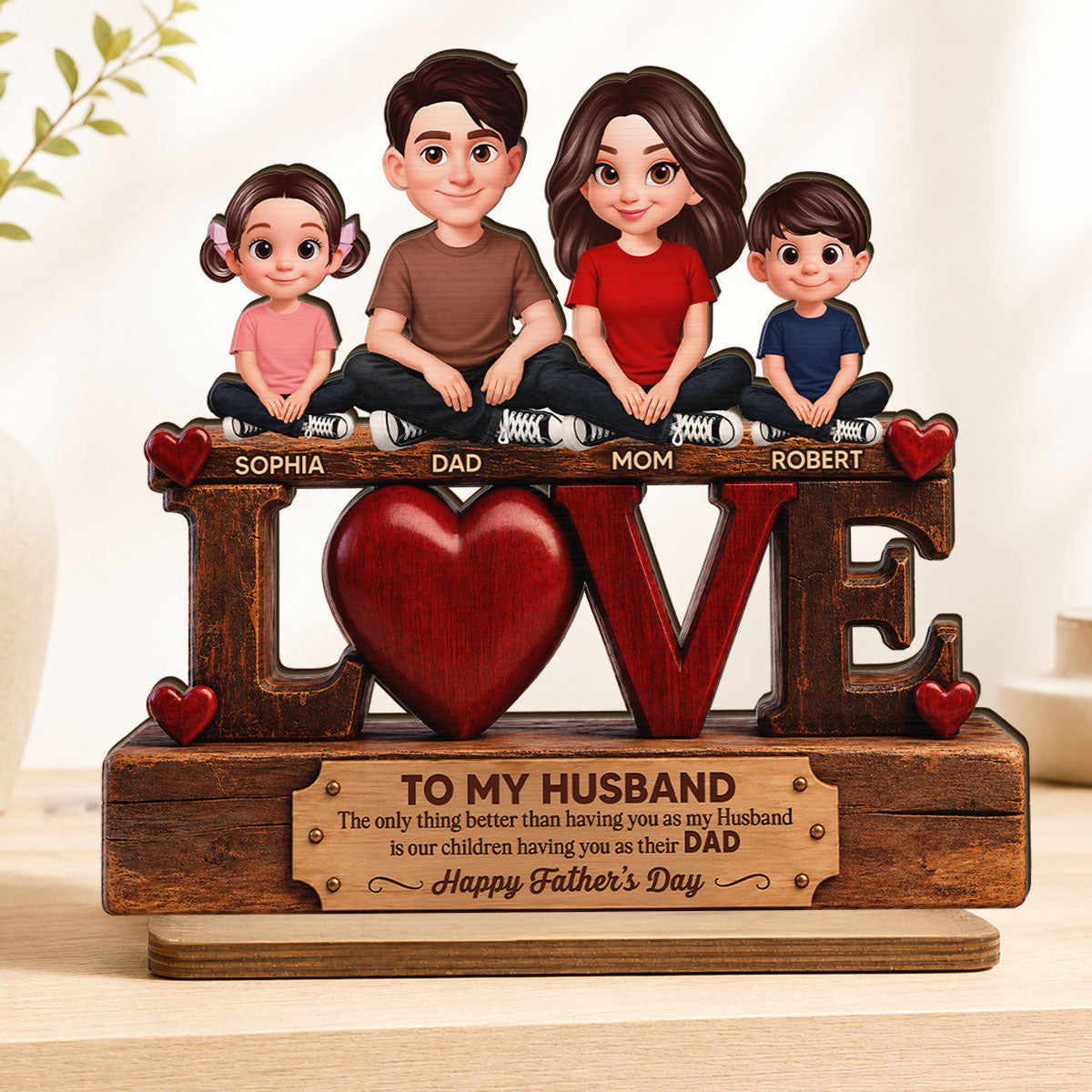 Forever Family Love To My Husband The Only Thing - Personalized 2-Layered Wooden Plaque -  Gift For Husband, Dad