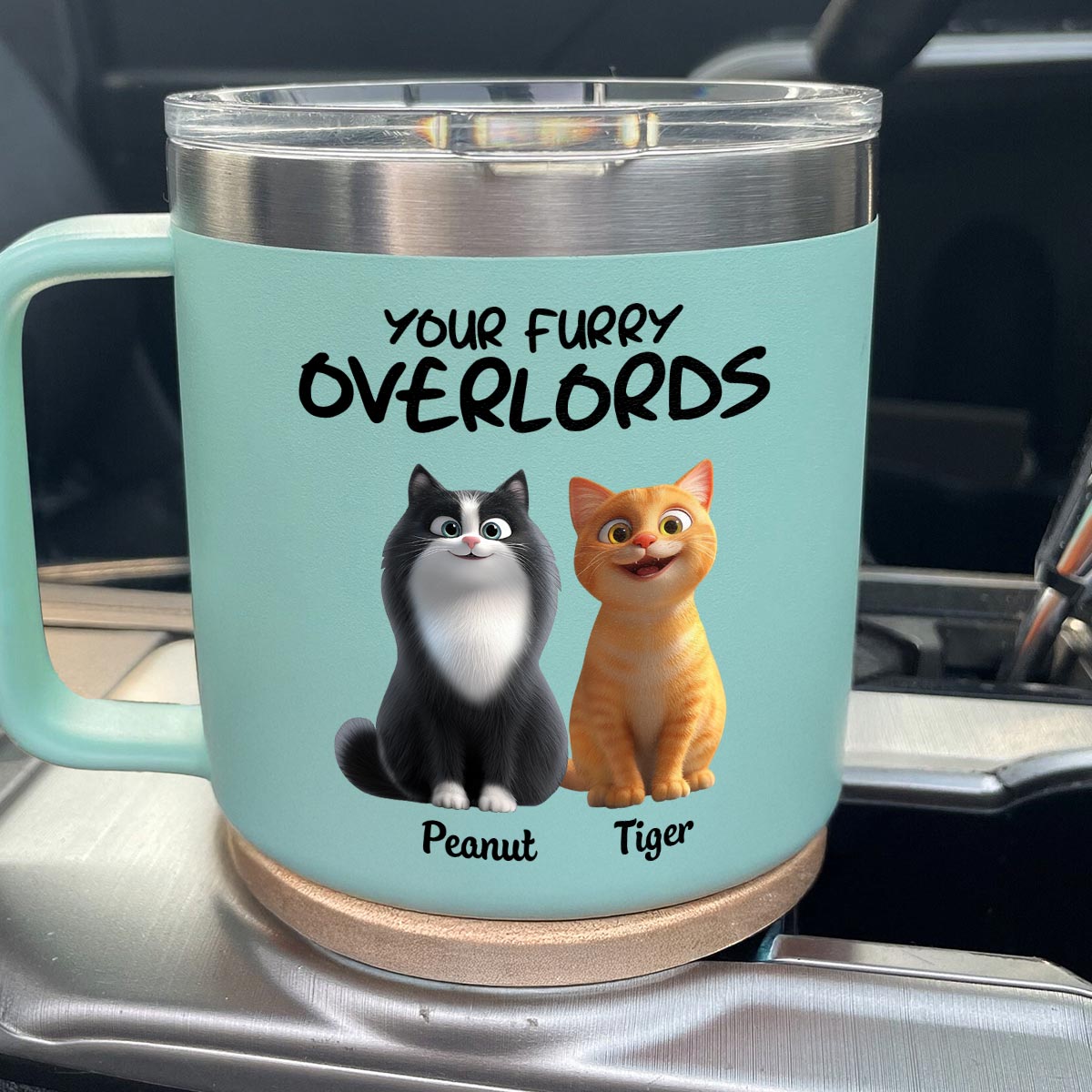 Best Fcking Cat Mom Ever Cartoon Cats - Personalized Stainless Steel Tumbler with Handle - Mother's Day Gift For Cat Lovers