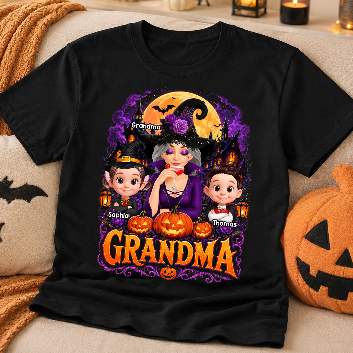 Grandma Witch Magical - Personalized Shirt - Trendy Halloween Tee for Grandma
