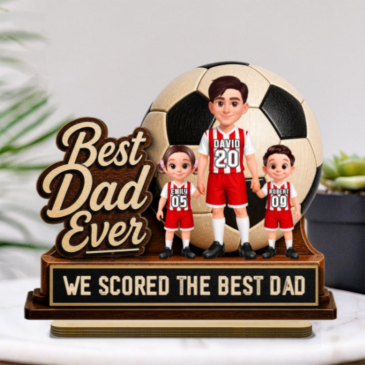 We Scored The Best Dad Soccer Dad & Kids - Personalized 2-Layered Wooden Plaque -  Gift For Soccer Dad, UK Football Dad