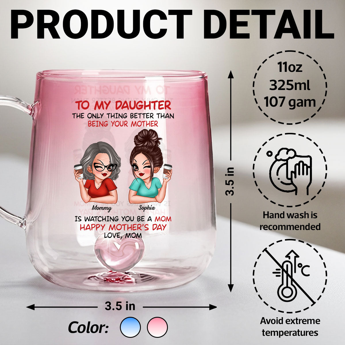 Watching You Be A Mom - Personalized Glass Mug - Heartfelt Mother's Day Gift For Daughter