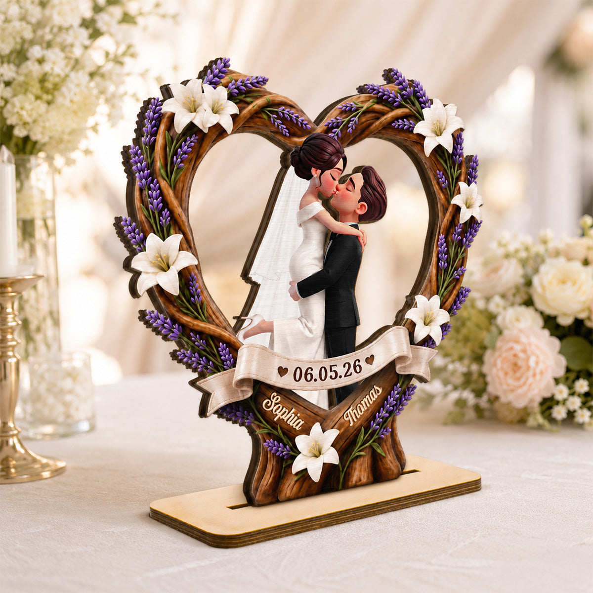 Rustic Heart Bride & Groom - Personalized Wooden Plaque - Wedding Gift, Anniversary Gift, Newlywed Gift