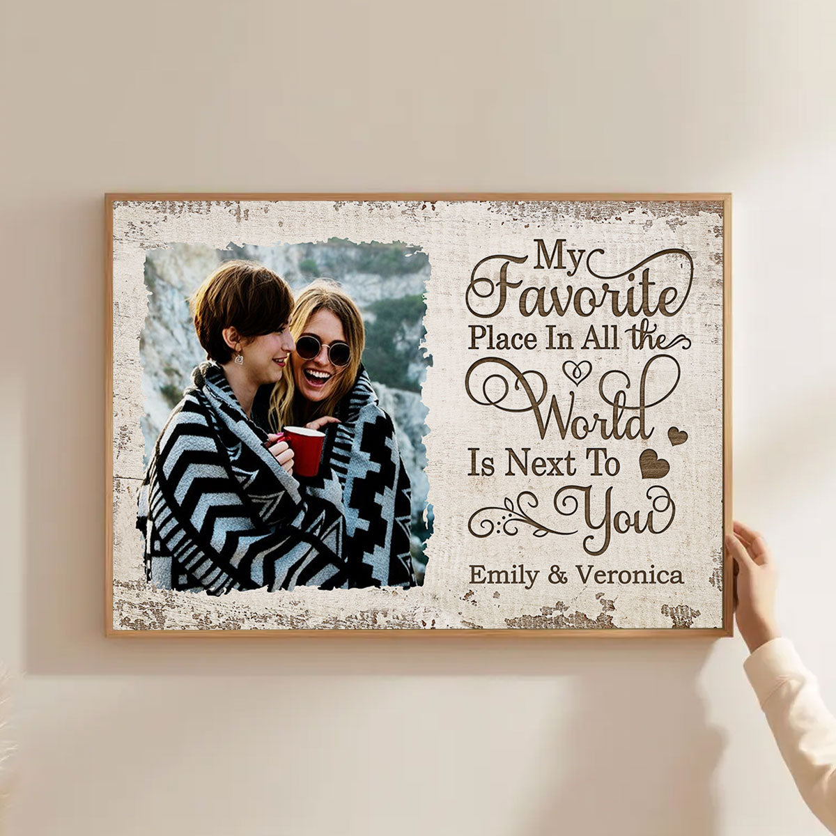 Favorite Place In The World Couple Photo Personalized Poster, Gift For Him, For Her