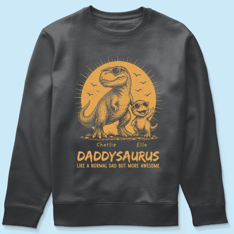 Retro Yellow Vintage Daddysaurus - Personalized Shirt - Funny Father's Day Gift For Dad, Husband