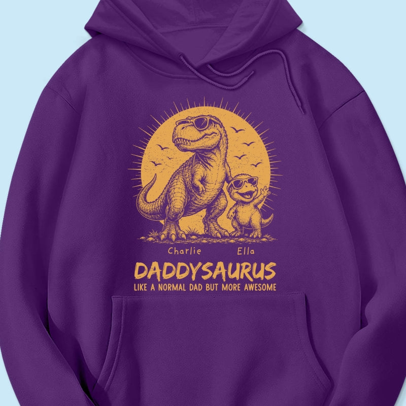 Retro Yellow Vintage Daddysaurus - Personalized Shirt - Funny Father's Day Gift For Dad, Husband
