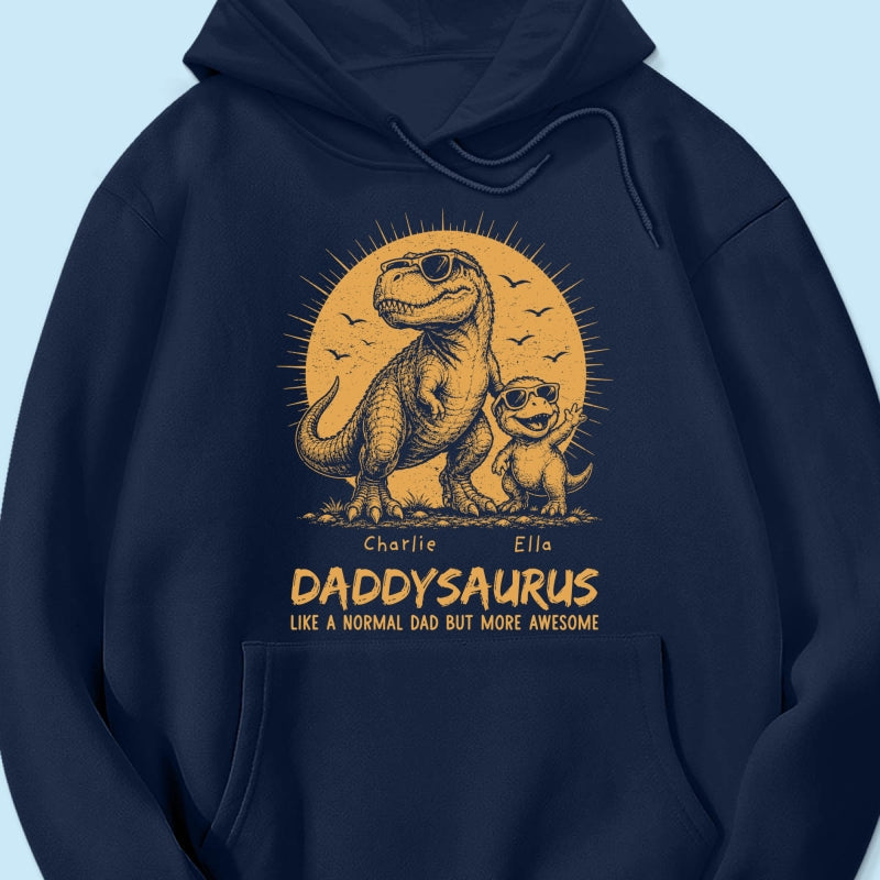 Retro Yellow Vintage Daddysaurus - Personalized Shirt - Funny Father's Day Gift For Dad, Husband