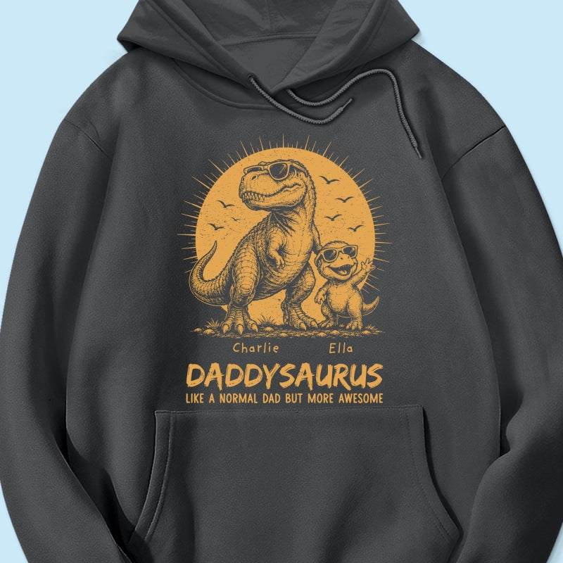 Retro Yellow Vintage Daddysaurus - Personalized Shirt - Funny Father's Day Gift For Dad, Husband