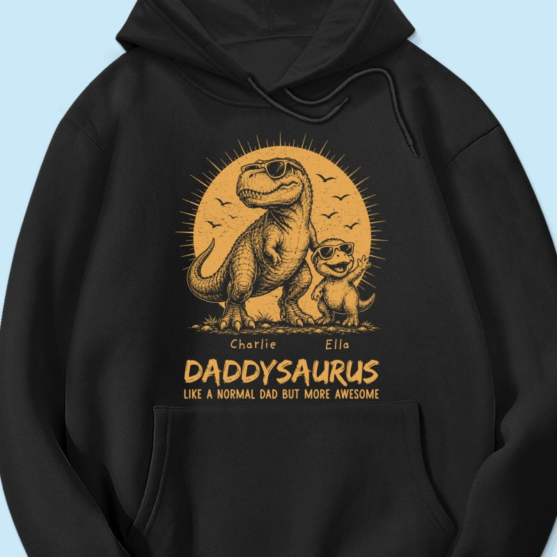 Retro Yellow Vintage Daddysaurus - Personalized Shirt - Funny Father's Day Gift For Dad, Husband