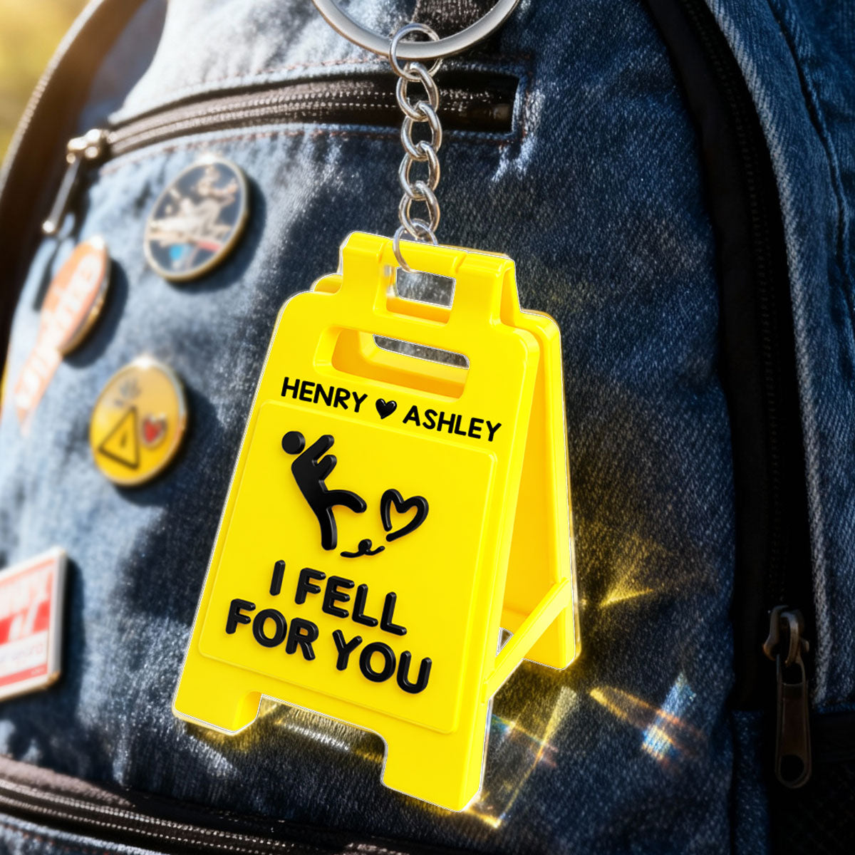 Romantic Message Sign I Fell For You - Personalized Acrylic Keychain - Valentine's Gift For Him, For Her, For Couple