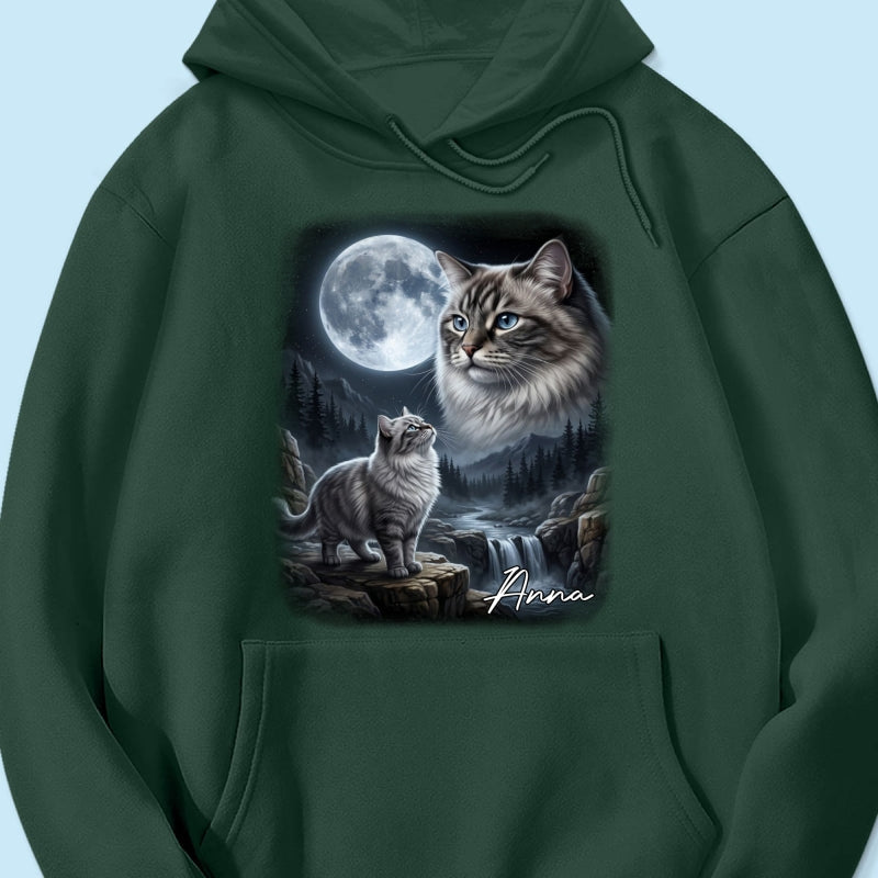 Cat Howling to the Moon Custom Pet Photo - Personalized Shirt - Halloween Gift for Cat Lovers