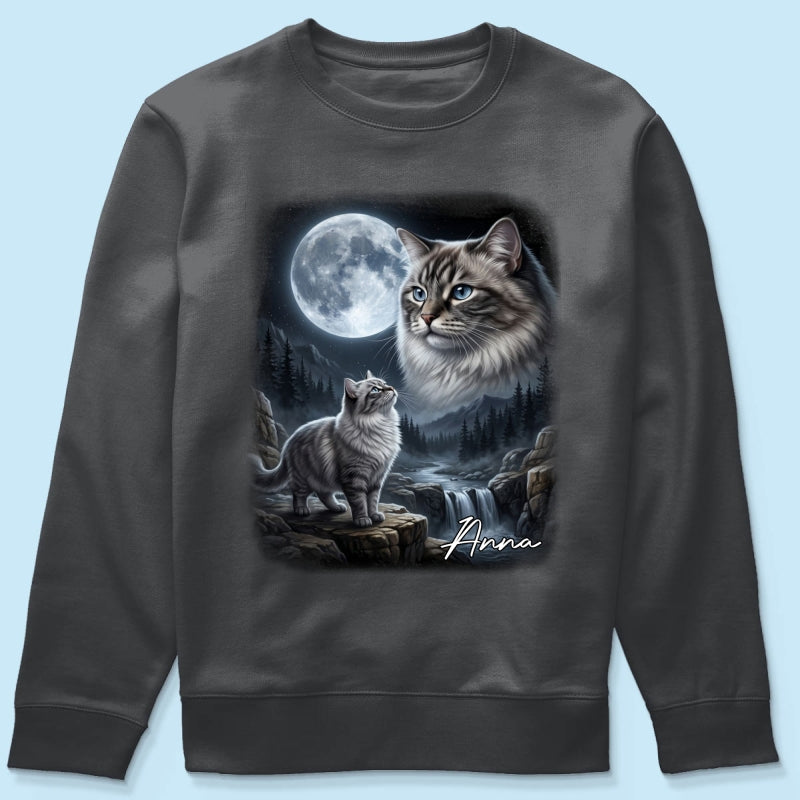 Cat Howling to the Moon Custom Pet Photo - Personalized Shirt - Halloween Gift for Cat Lovers