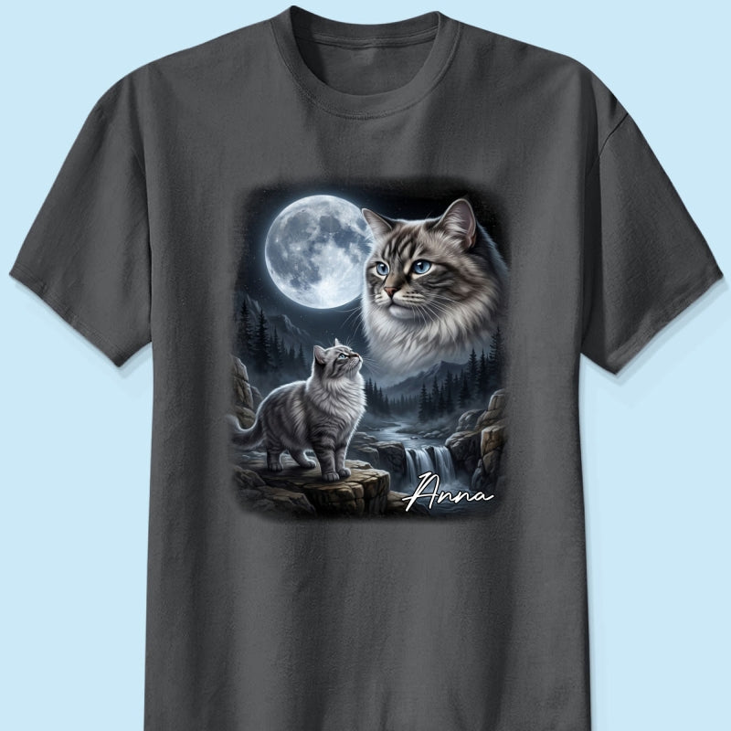 Cat Howling to the Moon Custom Pet Photo - Personalized Shirt - Halloween Gift for Cat Lovers