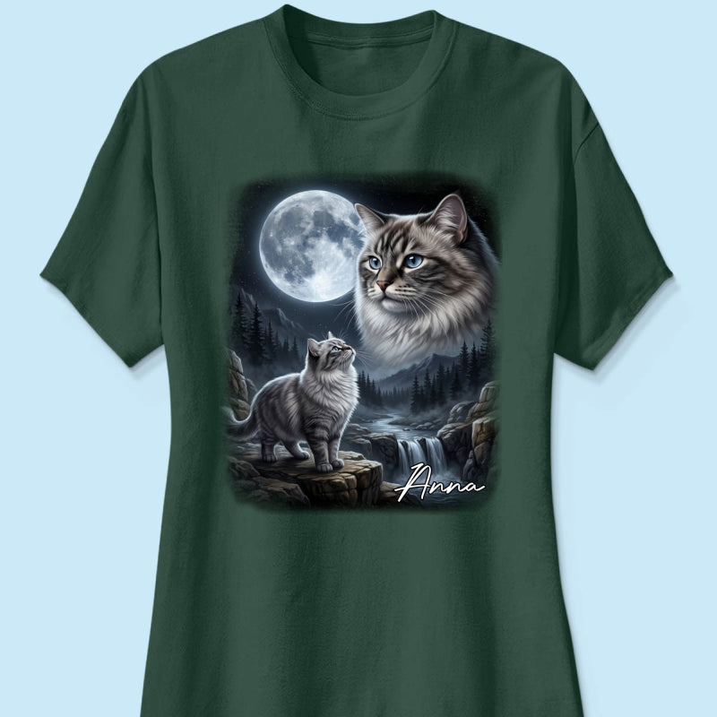Cat Howling to the Moon Custom Pet Photo - Personalized Shirt - Halloween Gift for Cat Lovers