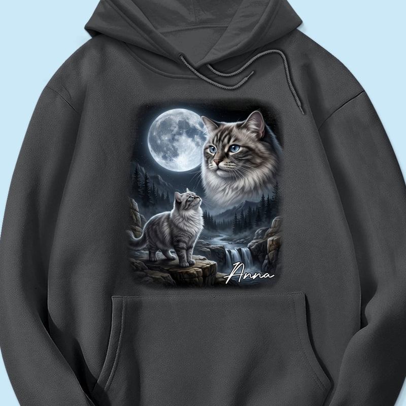 Cat Howling to the Moon Custom Pet Photo - Personalized Shirt - Halloween Gift for Cat Lovers